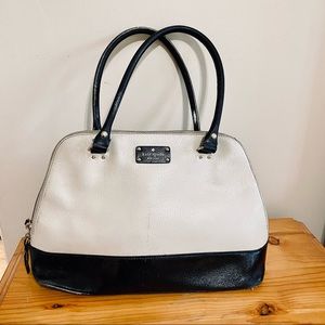 Kate Spade New York Cream Black Leather Handbag Shoulder Bag Purse
